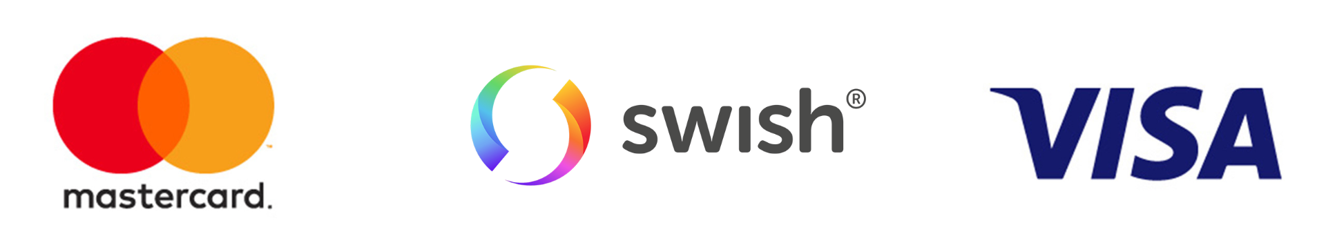 Accepted payment methods: Mastercard, Swish, Visa